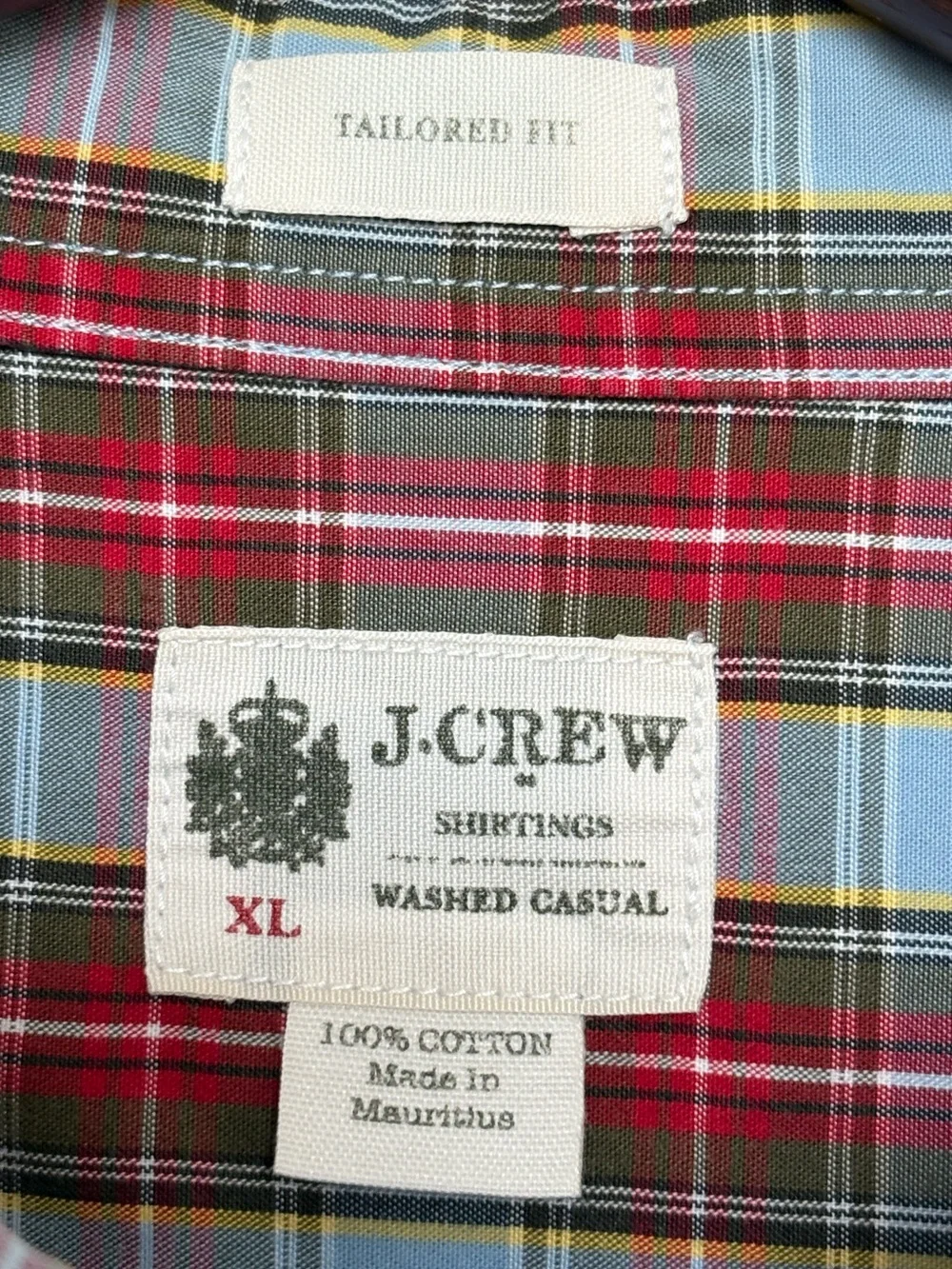 J.Crew Men’s XL Plaid Button Down Shirt Blue Red Long Sleeve Cotton Casual